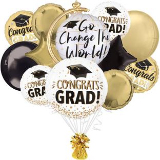 Gold Glitter Congrats Grad Foil Balloon Bouquet